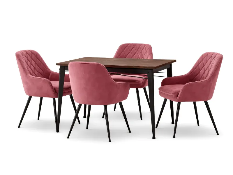 Orchid 4 Seater Dining Table with Chair in Peach